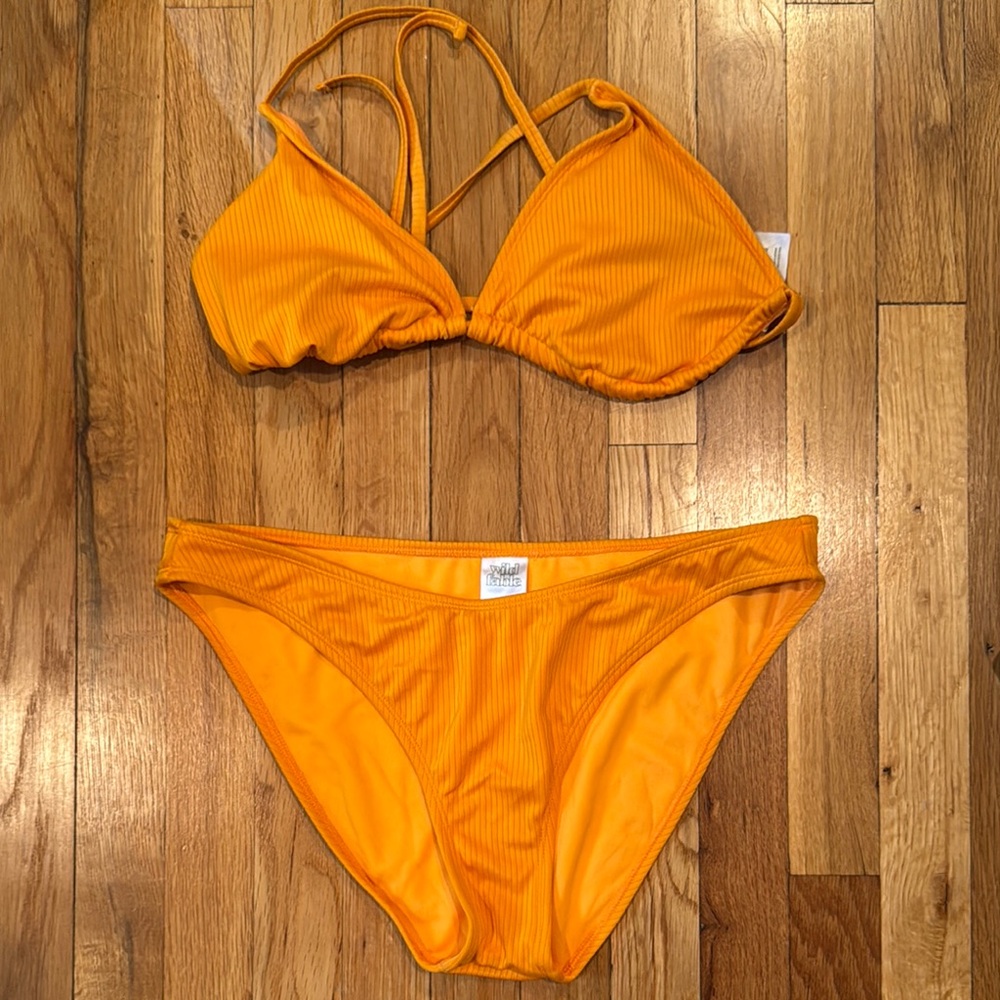 Wild Fable Orange Ruffled Bikini Set